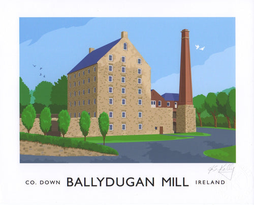 Vintage style art print of the 18th Century mill at Ballydugan, County Down.