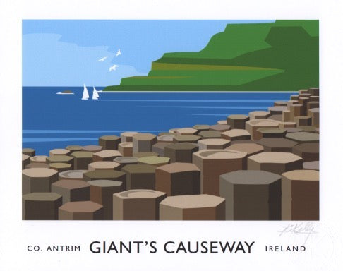 Vintage style art print of the Giant’s Causeway, County Antrim.
