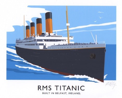 Vintage style travel poster art print of the world’s most famous ship, the RMS Titani