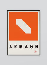 Load image into Gallery viewer, Inspired by the GAA county colours of orange and white, our Armagh poster is beautifully screen printed by hand