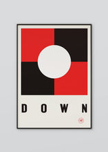Load image into Gallery viewer, Inspired by the GAA county colours of red and black, our Down poster is beautifully screen printed by hand
