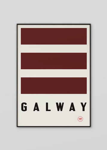 Inspired by the GAA county colours of maroon and white, our Galway poster is beautifully screen printed by hand