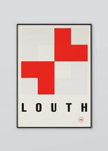 Load image into Gallery viewer, Inspired by the GAA county colours of red and white, our Louth poster is beautifully screen printed by hand