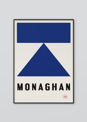 Inspired by the GAA county colours of blue and white, our Monaghan poster is beautifully screen printed by hand