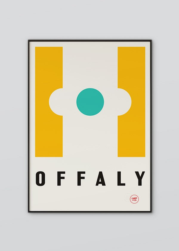 Inspired by the GAA county colours of green, white and gold, our Offaly poster is beautifully screen printed by hand 