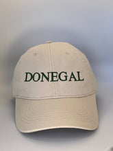 Load image into Gallery viewer, Beige cap with &#39;DONEGAL&#39; embroidered in green on a beige background
