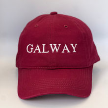 Load image into Gallery viewer, Classic 100% cotton six panel baseball cap with adjustable back strap. Maroon colored hat with white embroidery.
