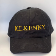 Load image into Gallery viewer, Black cap with &#39;Kilkenny &#39; embroidered in deep yellow on  a black background
