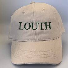 Load image into Gallery viewer, Beige cap with &#39;LOUTH&#39; embroidered on a beige background
