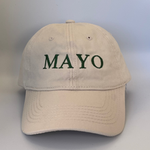 Load image into Gallery viewer, Beige cap with &#39;MAYO&#39; embroidered in green on a beige background
