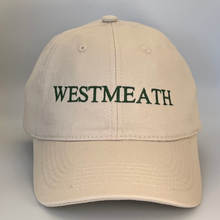 Load image into Gallery viewer, Beige cap with &#39;WESTMEATH&#39; text  embroidered in green on a beige background
