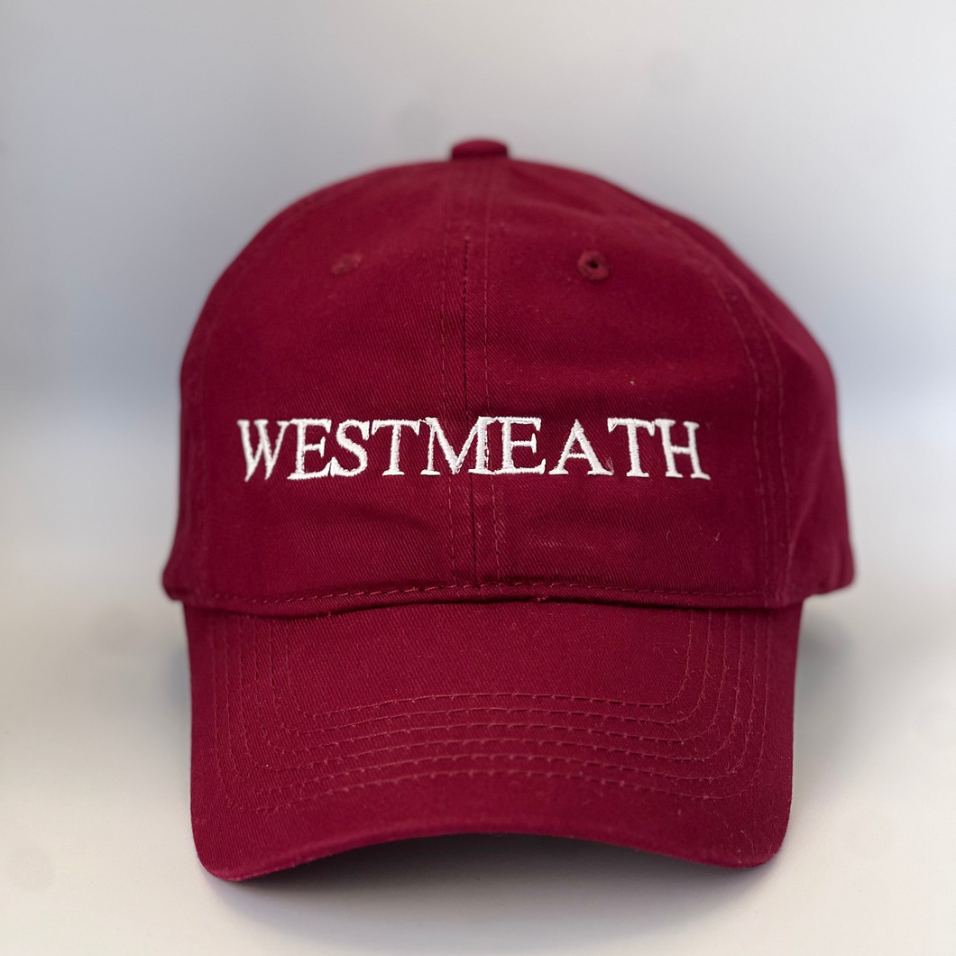 Maroon cap with 'WESTMEATH' embroidered in white on a maroon background