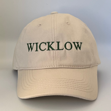 Load image into Gallery viewer, Beige cap with &#39;WICKLOW&#39; text  embroidered in white on a green background
