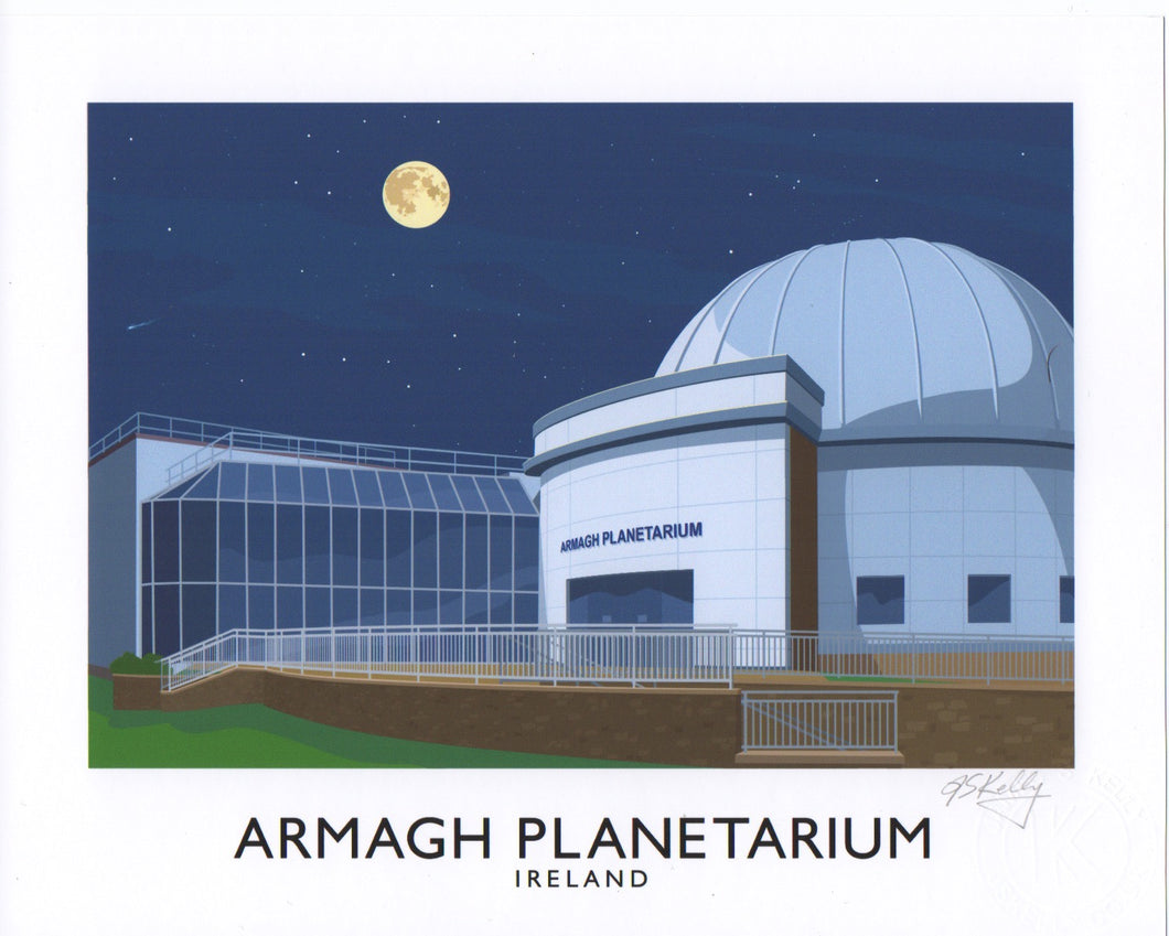 Vintage style art print of Armagh Planetarium located in Armagh City.