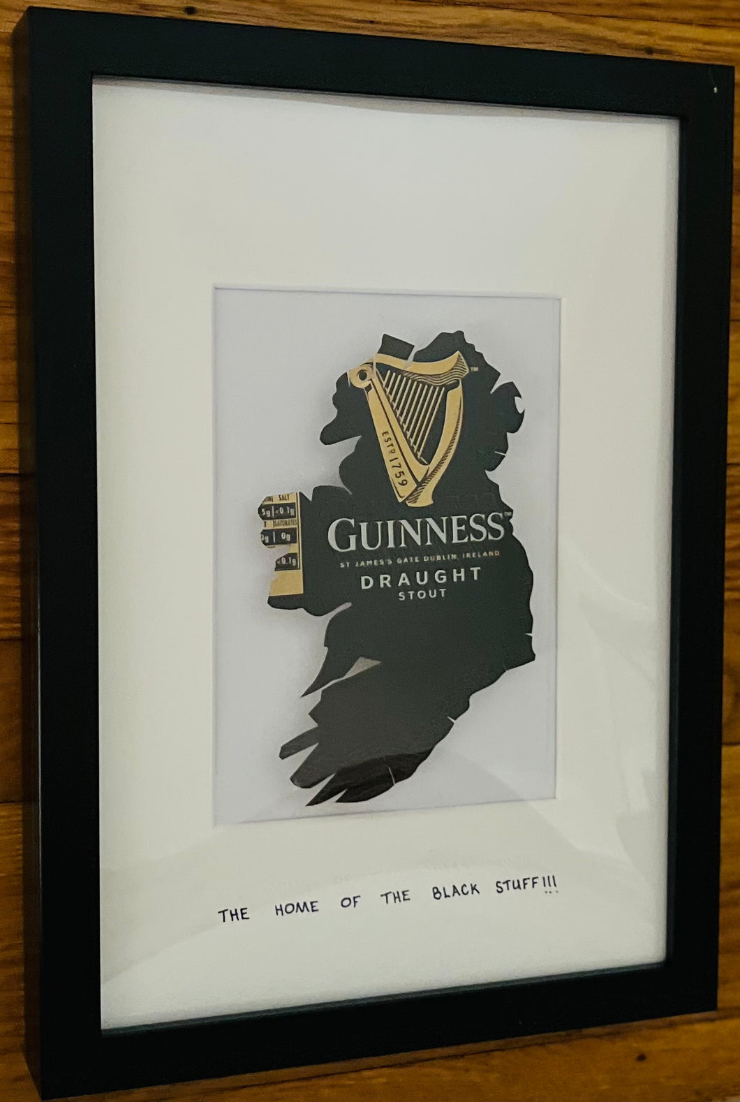 Guinness Map of Ireland- with text on mount.