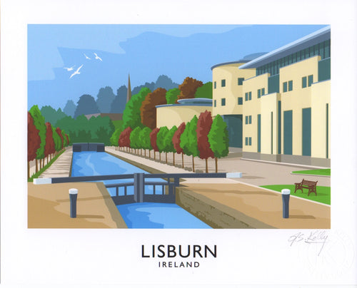 Vintage style art print of Island Arts Centre, Lisburn.