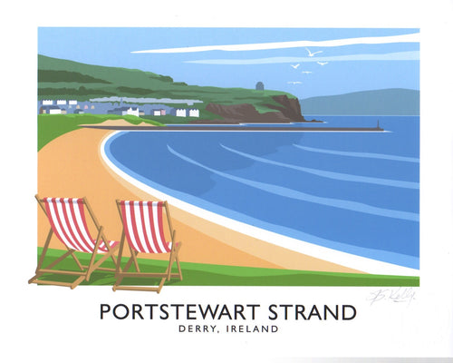 Vintage style art print of Portstewart Strand, County Derry.