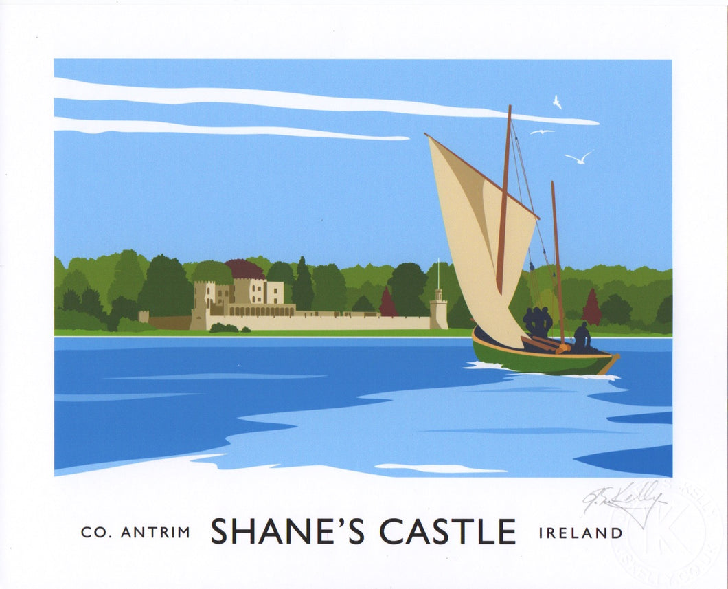 Vintage style art print of Shane’s Castle, County Antrim.