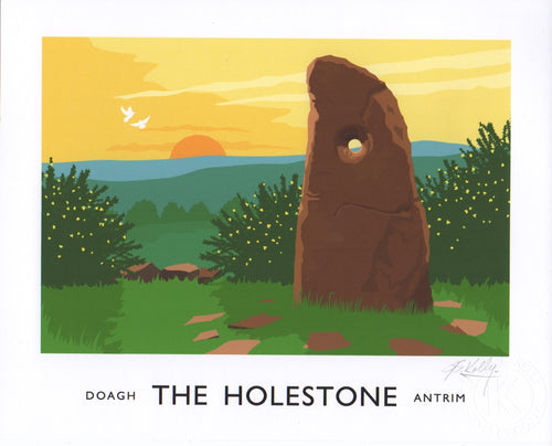 Vintage style art print of the Holestone near Doagh, County Antrim.