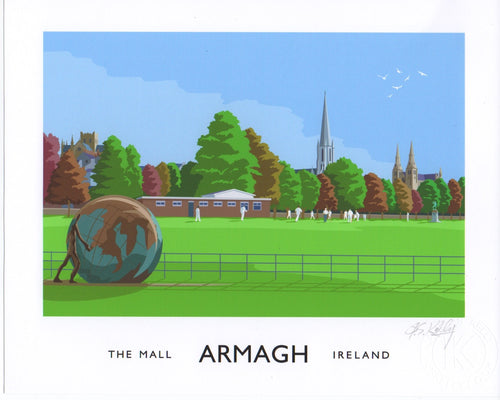 Vintage style art print of the Cathedral City of Armagh.