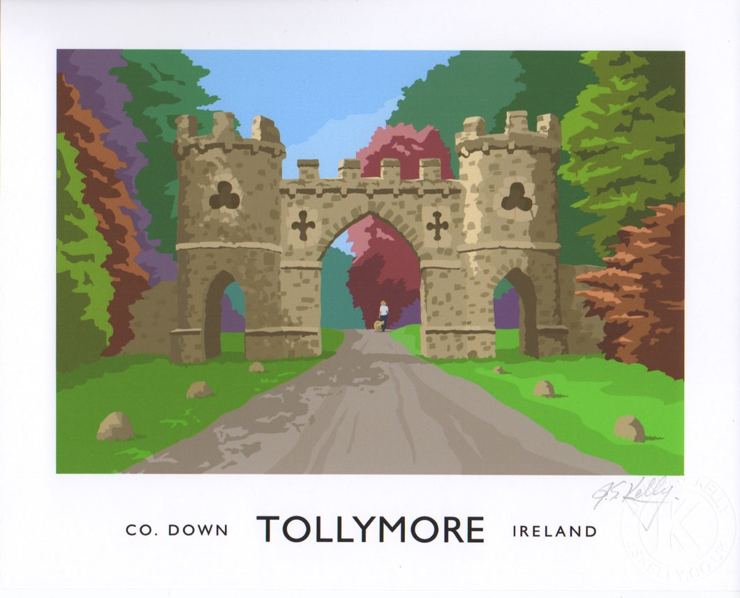 Vintage style art print of the entrance to Tollymore Forest Park.