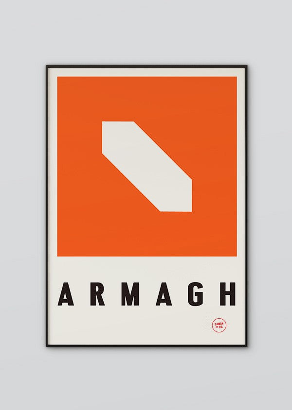 Inspired by the GAA county colours of orange and white, our Armagh poster is beautifully screen printed by hand
