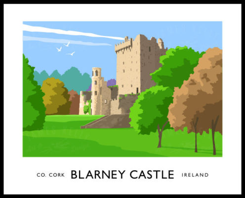 Vintage style art print of Blarney Castle, County Cork.