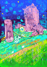 Load image into Gallery viewer, Individually signed print by Irish Artist John Frazer.  The majestic Blarney Castle under the infinite universe on an evening in Cork.  The perfect Irish gift. 
