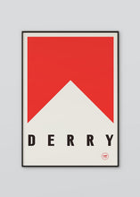 Load image into Gallery viewer, Inspired by the GAA county colours of red and white, our Derry  poster is beautifully screen printed by hand

