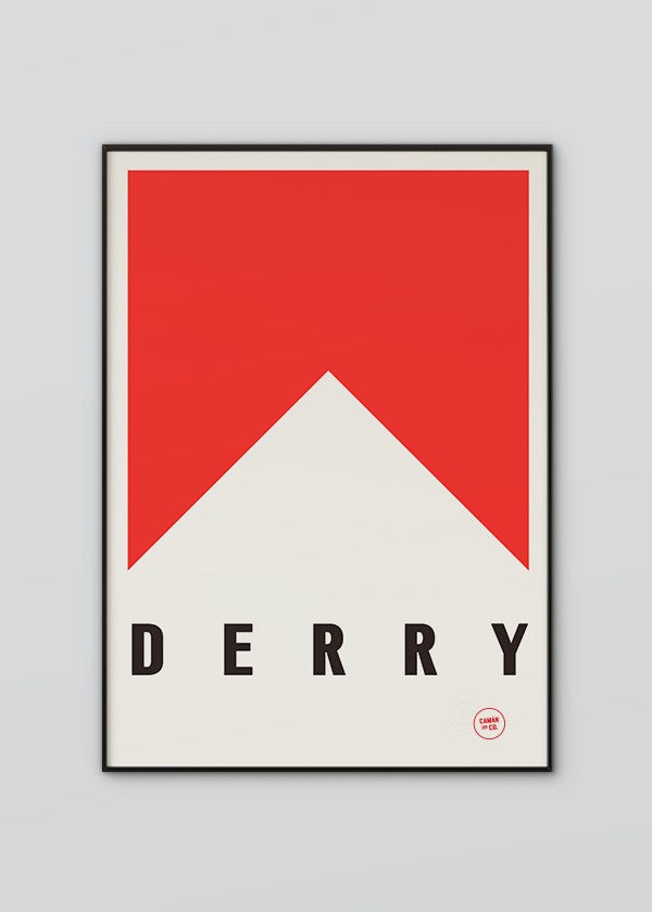 Inspired by the GAA county colours of red and white, our Derry  poster is beautifully screen printed by hand