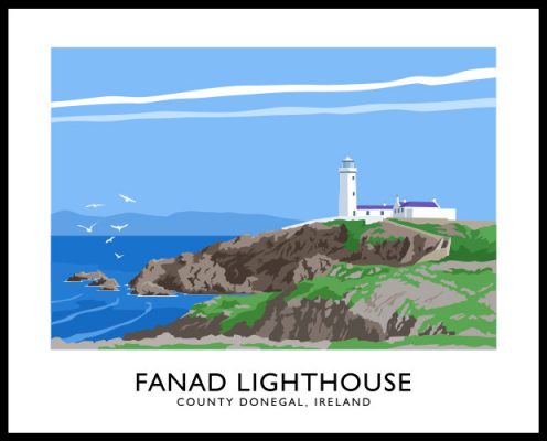 Vintage style art print of Fanad Head lighthouse, County Donegal.