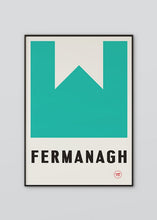 Load image into Gallery viewer, Inspired by the GAA county colours of green and white, our Fermanagh poster is beautifully screen printed by hand
