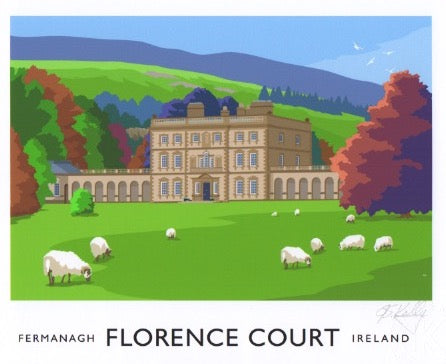 Vintage style art print of Florence Court, County Fermanagh.