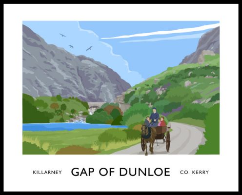 Vintage style art print of the world famous Gap of Dunloe near Killarney, County Kerry 