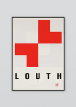 Load image into Gallery viewer, Inspired by the GAA county colours of red and white, our Louth poster is beautifully screen printed by hand
