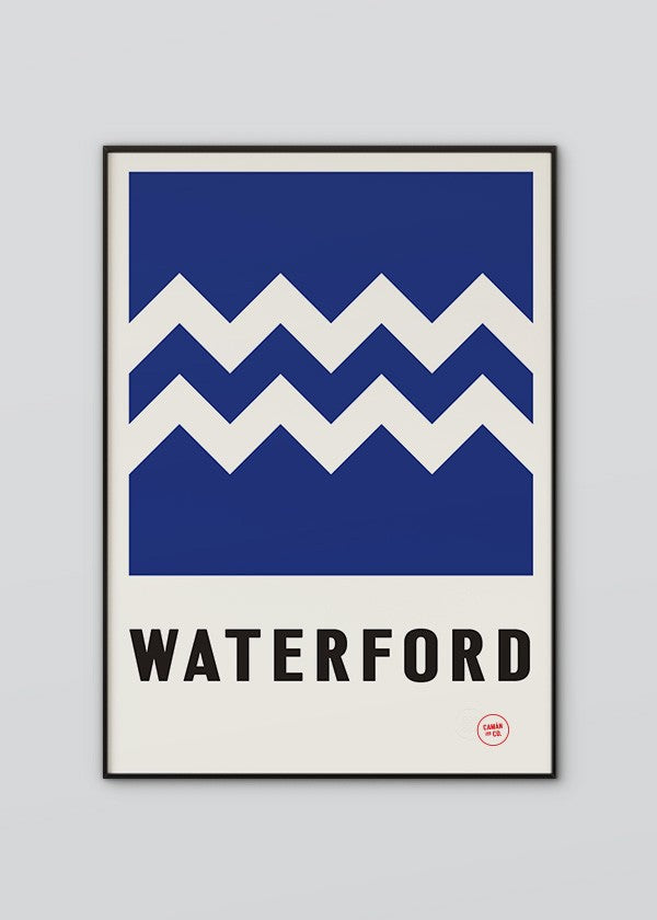Inspired by the GAA county colours of white and blue, our Waterford poster is beautifully screen printed by hand
